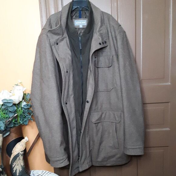 Michael Kors Men's size 3XLT Brown Wool Blend Coat - Picture 10 of 14